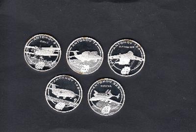 Beschrijving: 5 x 1 Dollar AIRCRAFTS In Case